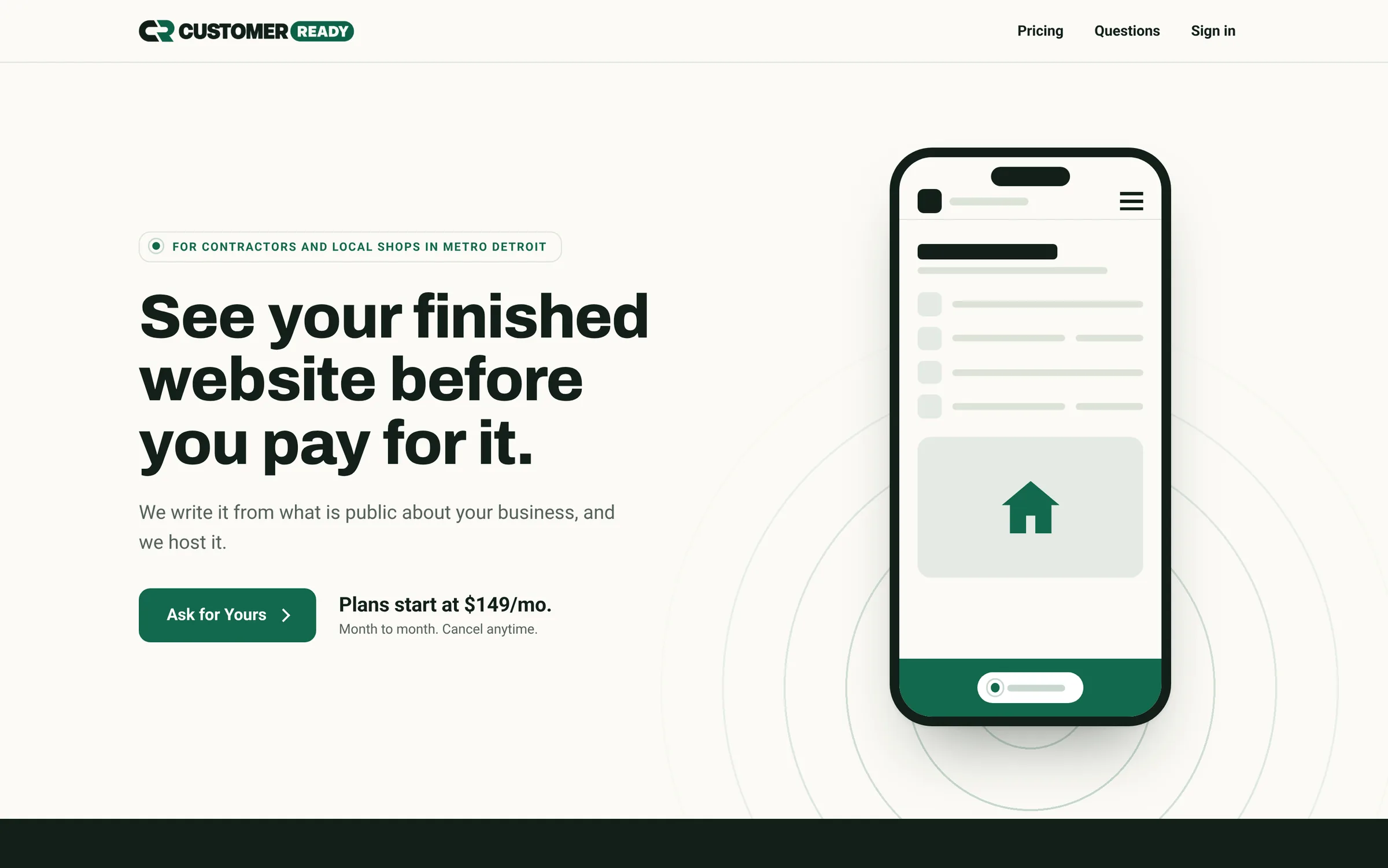 CustomerReady website preview
